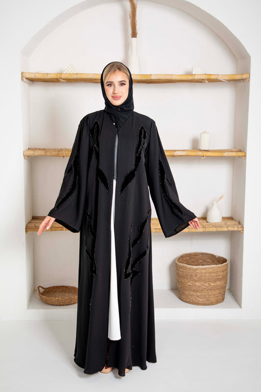Chic Velvet Beads Abaya