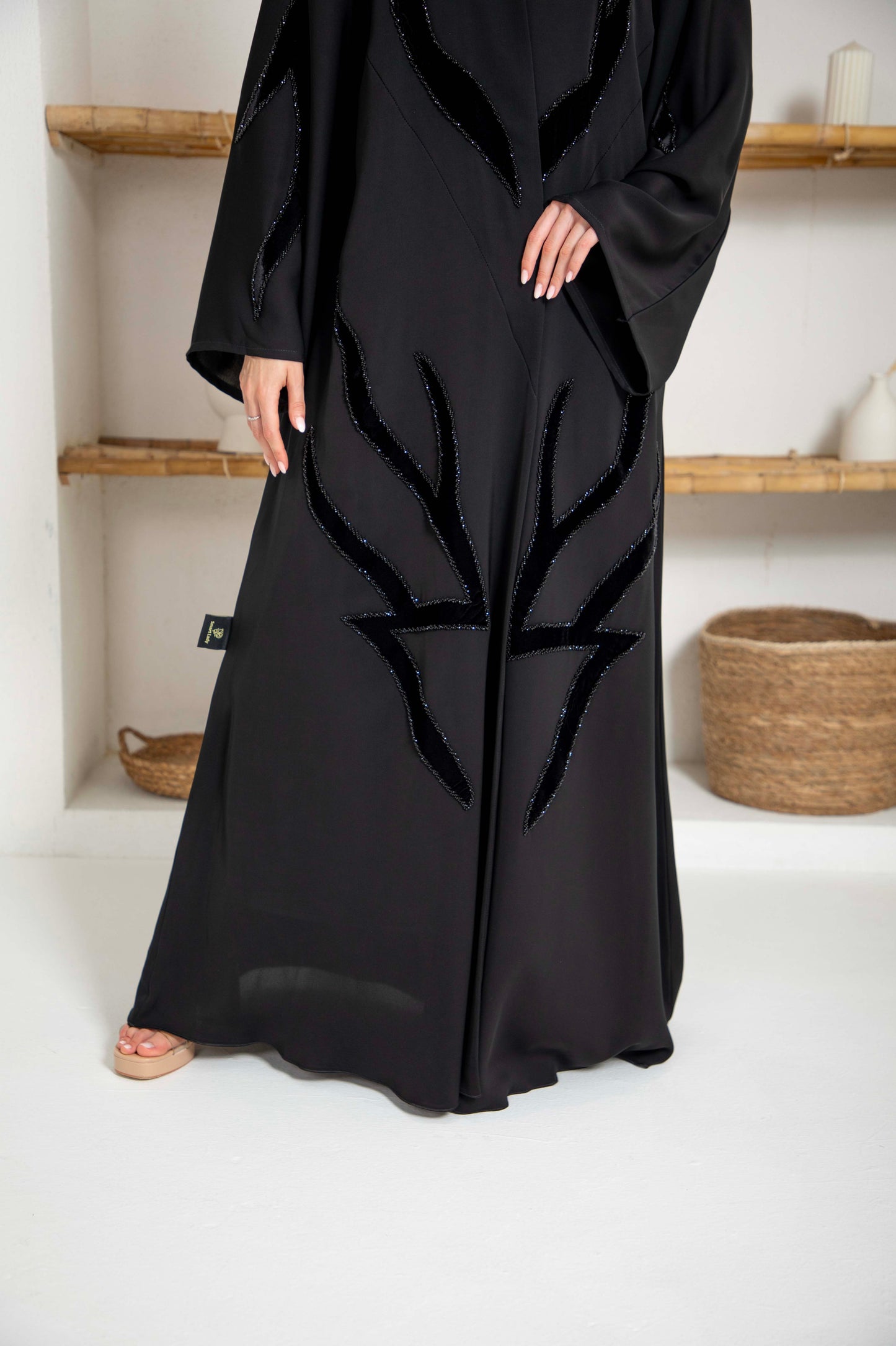 Chic Velvet Beads Abaya